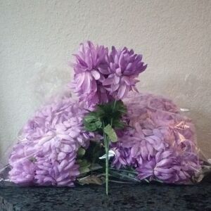 2 Dozen  12" Lavender Faux Floral Chrysanthemums (Football Mums)  Bouquet